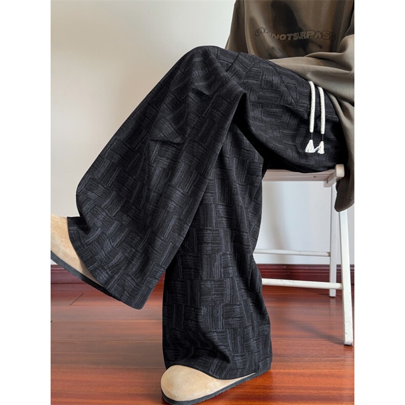 1506-1/KK1001/P45美式褶皱格纹休闲裤男潮牌宽松垂感运动裤子，女装休闲裤，星座1506-1