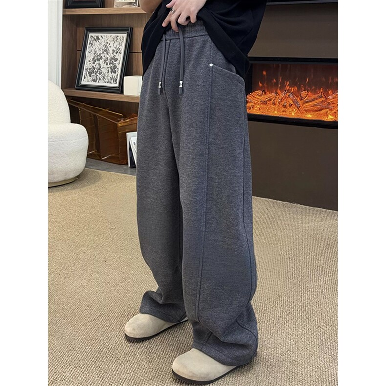 （网图慎用）400g重磅呢料拼接侧边口袋休闲裤男K24007-特P40控78，男装休闲裤，电商A001-1