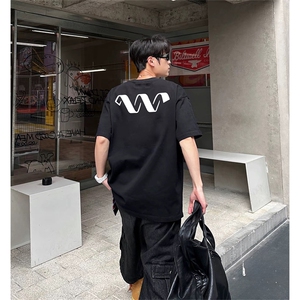 抖音得物 210克现货宽松纯棉美式潮牌印花落肩袖纯棉T恤AT211114图片