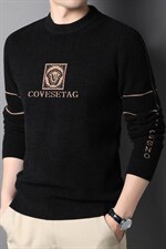2023春秋季男士印花圆领纯色百搭中年商务休闲毛衣薄款时尚男装，男装针织衫/毛衣，电商B212（原钱塘6029）