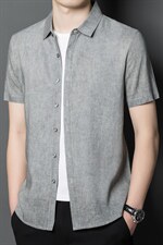 YL5455男式2023年夏季新款亚麻衬衫男短袖翻领休闲衬衣P59，男装衬衫，电商B360