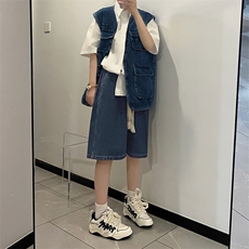 宽松舒适冰氧时尚牛仔潮流百搭有型牛仔短裤DK852-特批34，男装休闲裤，星座718-1