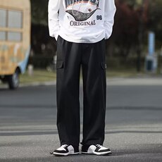 潮复古潮流街头工装裤夏季休闲bf宽松阔腿束脚裤男K3984-P34，男装休闲裤，星座512-2