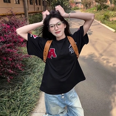 万针全刺绣工艺抖音得物高品质260克重磅纯棉双纱美式高街短袖T恤，男装T恤，电商A486