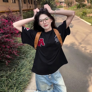 万针全刺绣工艺抖音得物高品质260克重磅纯棉双纱美式高街短袖T恤图片
