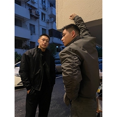 美式飞行夹克外套男士早秋套装成熟稳重男装三件套硬汉工装牛仔裤，男装棉衣，电商A001