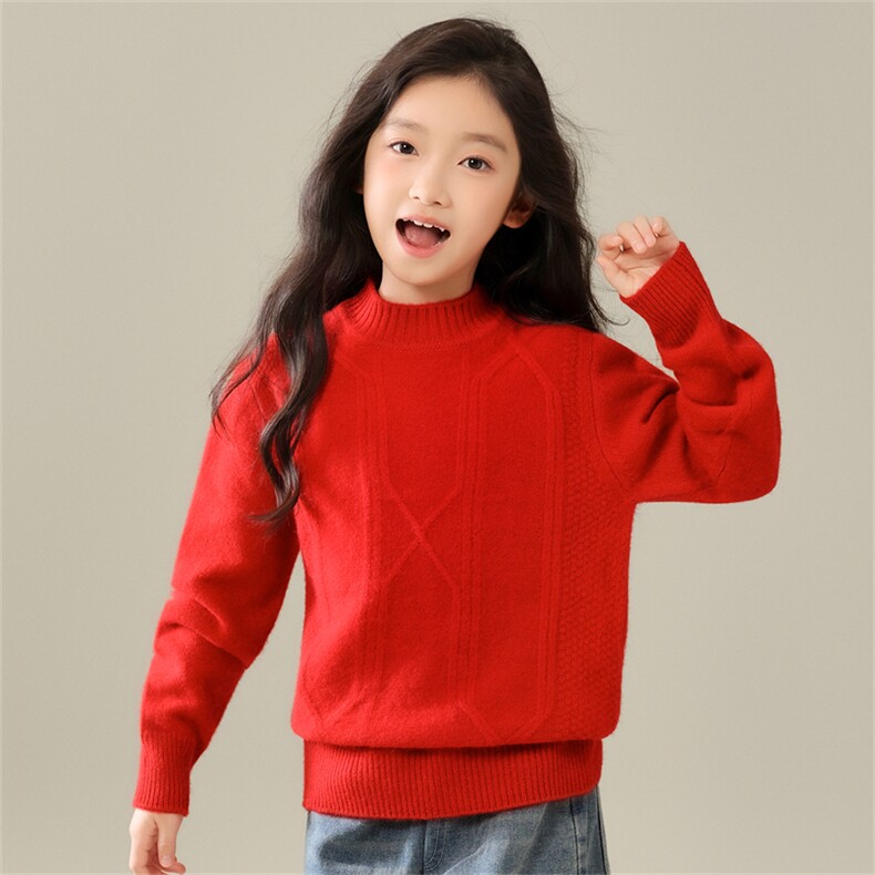 2025百搭时尚简约儿童加厚菱形半高羊毛衫，童装儿童羊毛衫，暖钟情羊绒