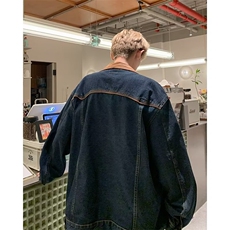 美式高街牛仔外套男女春冬机车潮牌宽松刺绣夹克上衣W6315-P72，男装工装外套，星座412-2