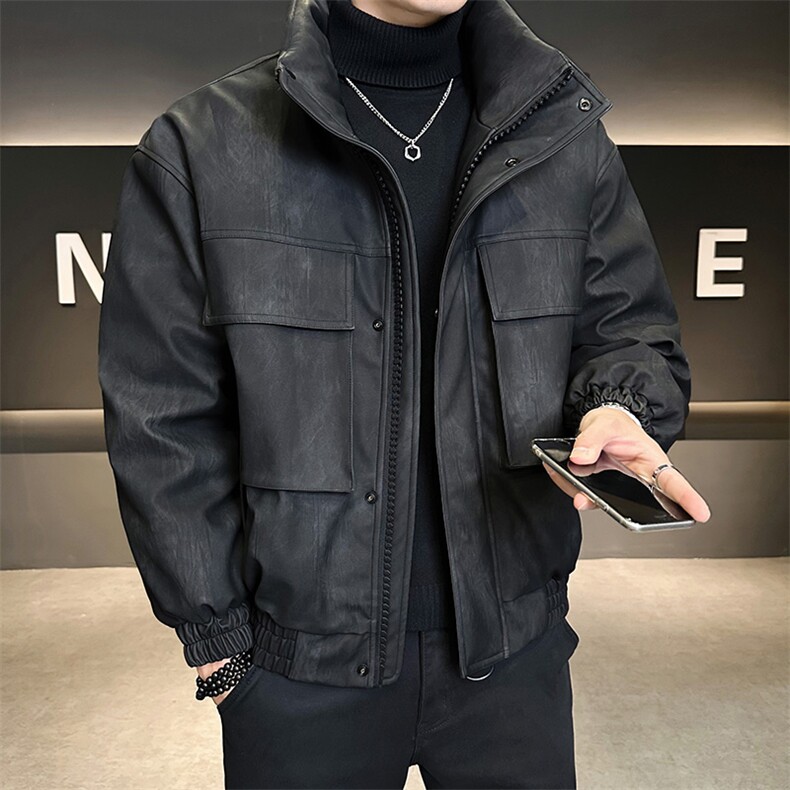 新标90白鸭绒2025年时尚潮流保暖皮羽绒服男YR6065-P260,男装羽绒服,电商D240-242