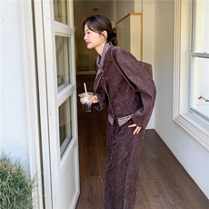 现货新款假两件上衣阔腿裤两件套26159P180K278，女装套装/套裙，2D035