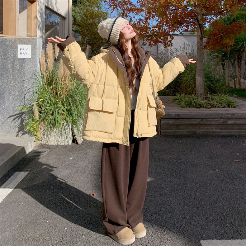 韩版短款立领羽绒服女2025冬季新款时尚宽松加厚小个子面包服外套,女装羽绒服,2C305