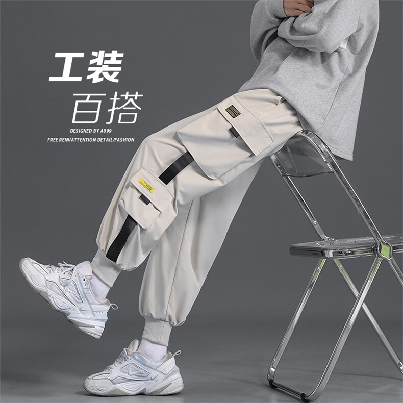 深度库存加绒休闲裤子男百搭束脚宽松机能工装裤长裤K15-P30绒40,男装休闲裤,电商A099