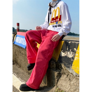 多巴胺粉色牛仔裤男潮休闲裤子男KZA412-P55图片