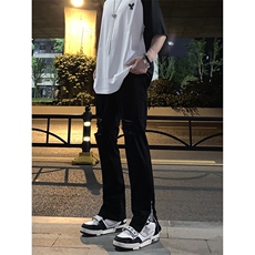 B221美式ins高街暗黑拉链小脚弹力破洞牛仔裤LK23060-P65控88，男装牛仔裤，电商B221