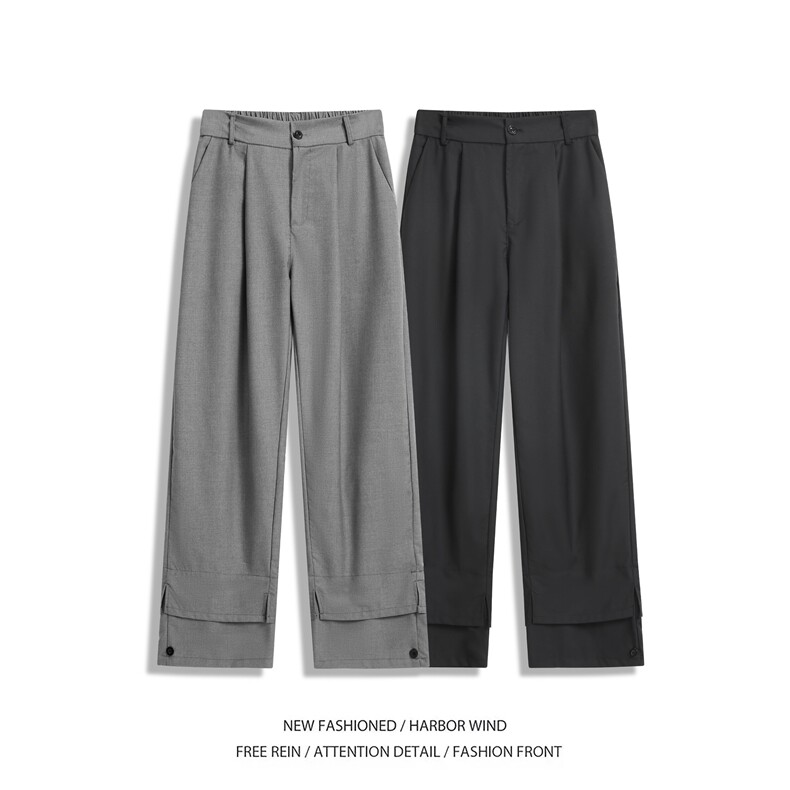 2025春季新款假两件设计宽松直筒休闲西裤B315-K25687-p65控88,男装休闲裤,电商B315