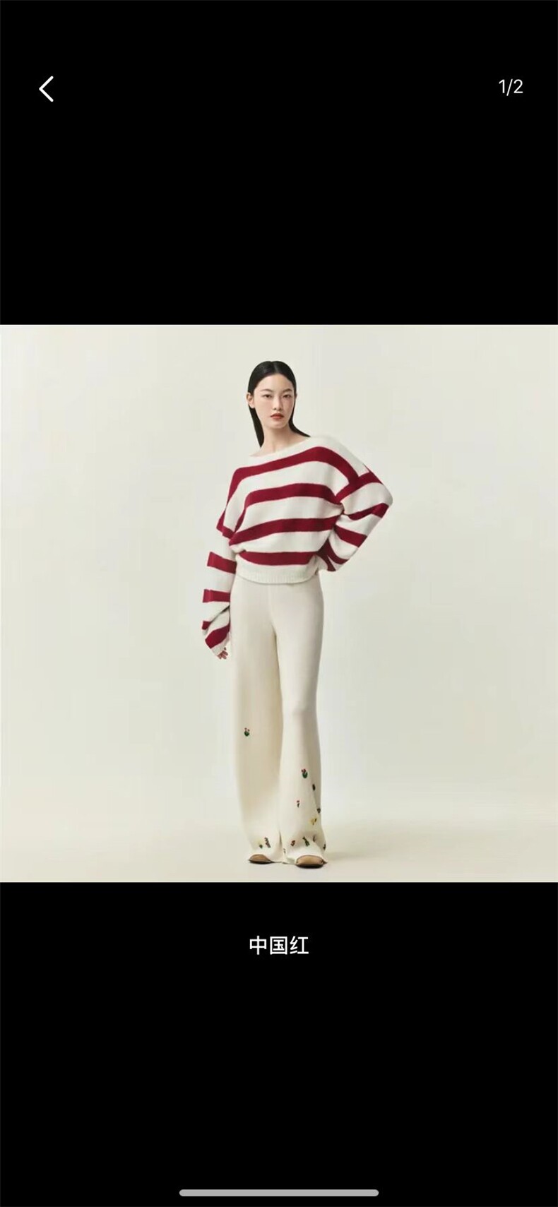 2025粗棒针一字领女款宽松慵懒风套头图片