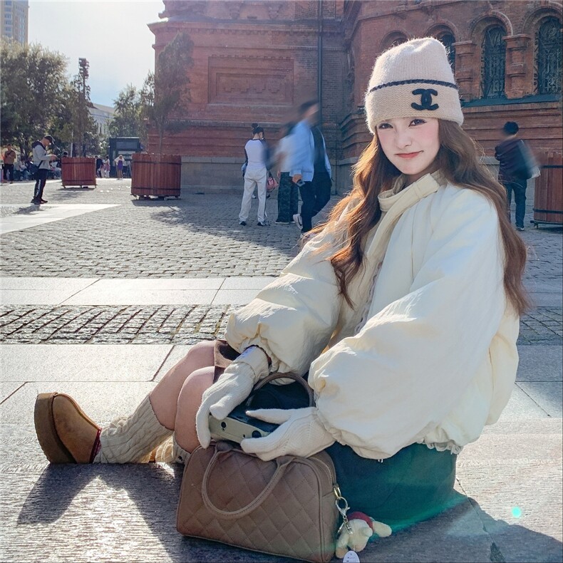 米白韩系花苞肌理感面料羽绒服306-AW127-p265-k398,女装羽绒服,2C306