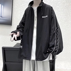 青春流行方领拉链门襟秋季慵懒宽松潮流原宿男休闲外穿潮长袖夹克，男装夹克，星座1210-1
