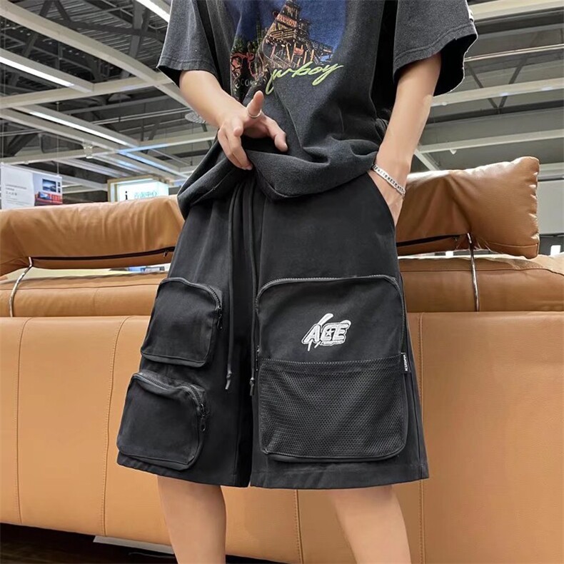 2022港风韩ins潮流复古日系百搭宽松直筒工装纯棉五分裤K623P38,男装休闲裤,星座1116-2