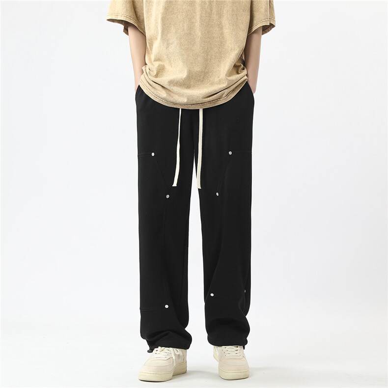 抖音品质YK69P68控88伐木裤拼接运动卫裤宽松抽绳款美式长裤,男装休闲裤,电商A249