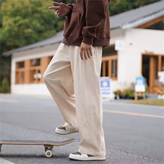 工装裤男士春季高街ins潮牌休闲裤日系宽松直筒阔腿裤K7649-P40，男装休闲裤，星座512-3