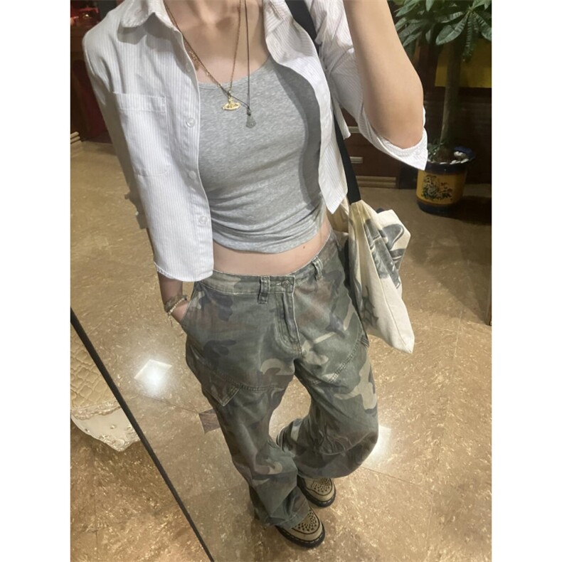 【有货】军绿色伐木迷彩工装裤男美式vibe裤子高街K7049HH-特P55图片