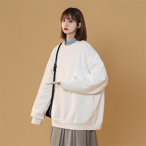 NQ545TP25多色~春季2022情侣圆领上衣男女叠穿纯色宽松卫衣,男装卫衣,电商A102-1