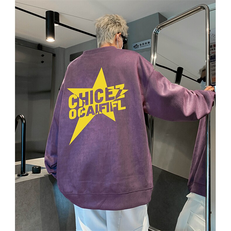 抖音得物供货提供视频秋冬重磅美式麂皮绒圆领卫衣JY326,男装卫衣,电商A486