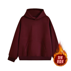 连帽加绒银狐绒无帽绳卫衣重磅450克boxy潮棉外套男潮AH932JR-P42图片