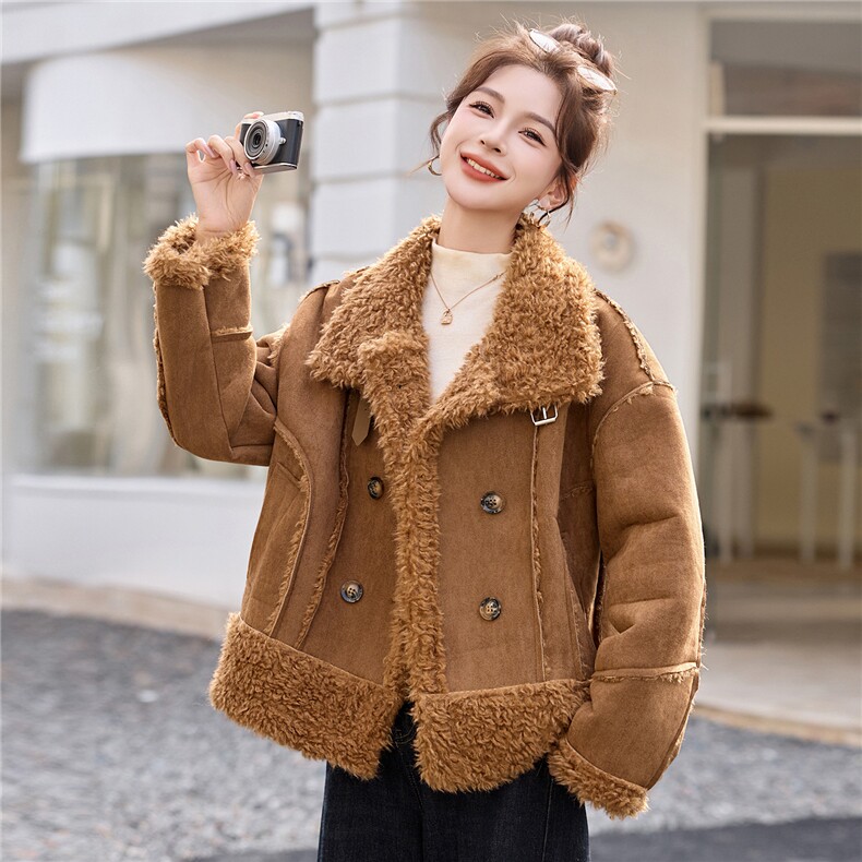 2025年冬季新款皮毛一体加厚外套,女装棉衣/棉服,蓝诺裳