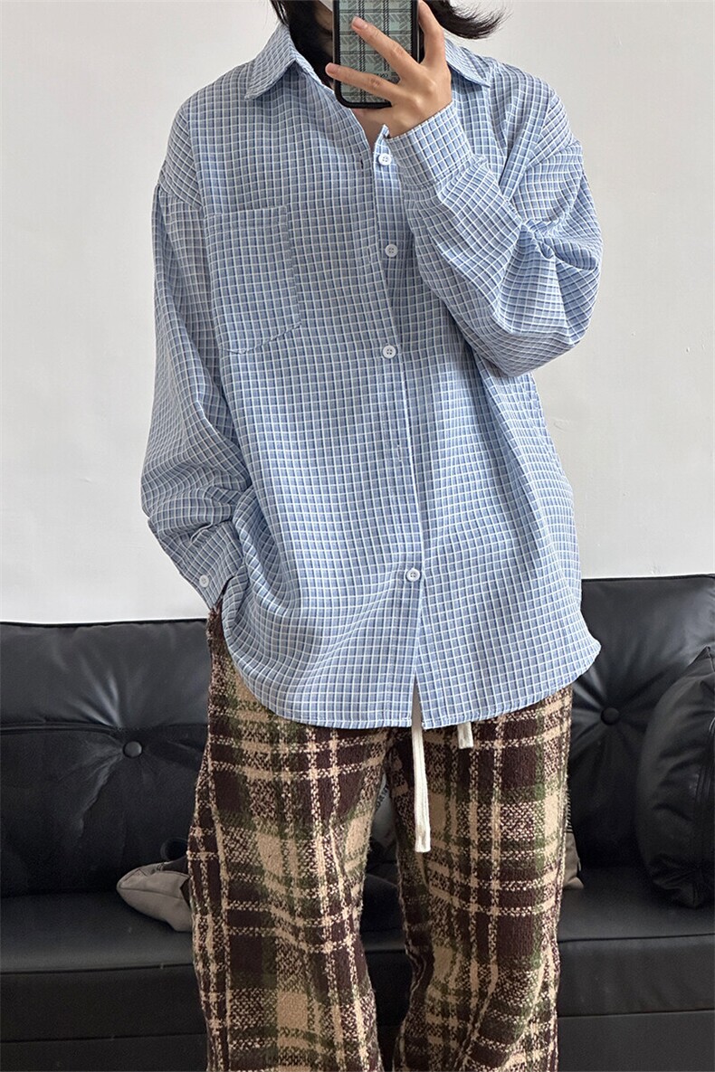 格子衬衫男长袖春季新款高级感内搭衬衣外套CS257-P45,男装衬衫,星座301C-5