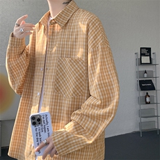 衬衫男秋季新款港风宽松格子长袖衬衫CS802-特P28，男装衬衫，星座214-3