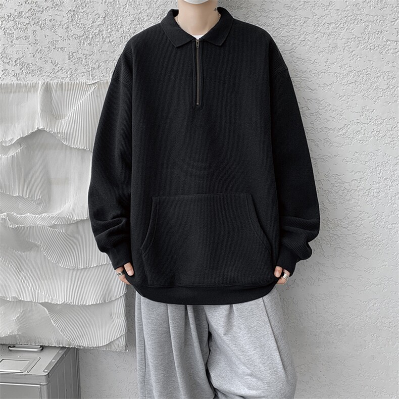 8XL-M半拉链卫衣男日系复古翻领休闲百搭外套大码上衣服WY003P50,女装短外套,电商B312