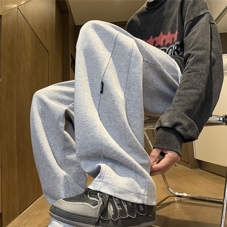 抖音直播得物2025秋冬港风新品纯色运动裤卫裤K021P45,男装休闲裤,电商042