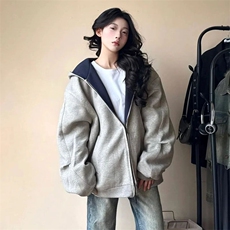 抖音得物高品质二开25秋冬美式重磅宽松结构双面连帽卫衣外套W68，男装卫衣，电商A486