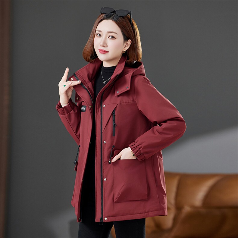加绒加厚派克服外套女秋冬小个子2024新款妈妈时尚洋气中长款棉衣,女装棉衣/棉服,丽影随形