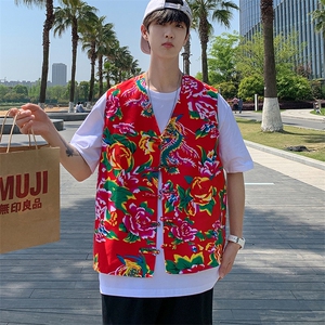 MJ02夏秋团队服风男女大妈风汉服外套坎肩背心潮男女大花,韩国大妈最新穿衣搭配图片