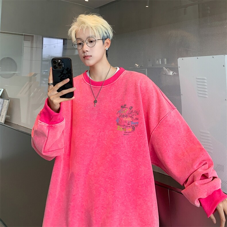 美式潮牌重磅水洗做旧圆领卫衣力推大码男XZ517A-2-Y7737-P58,男装卫衣,星座517A-2