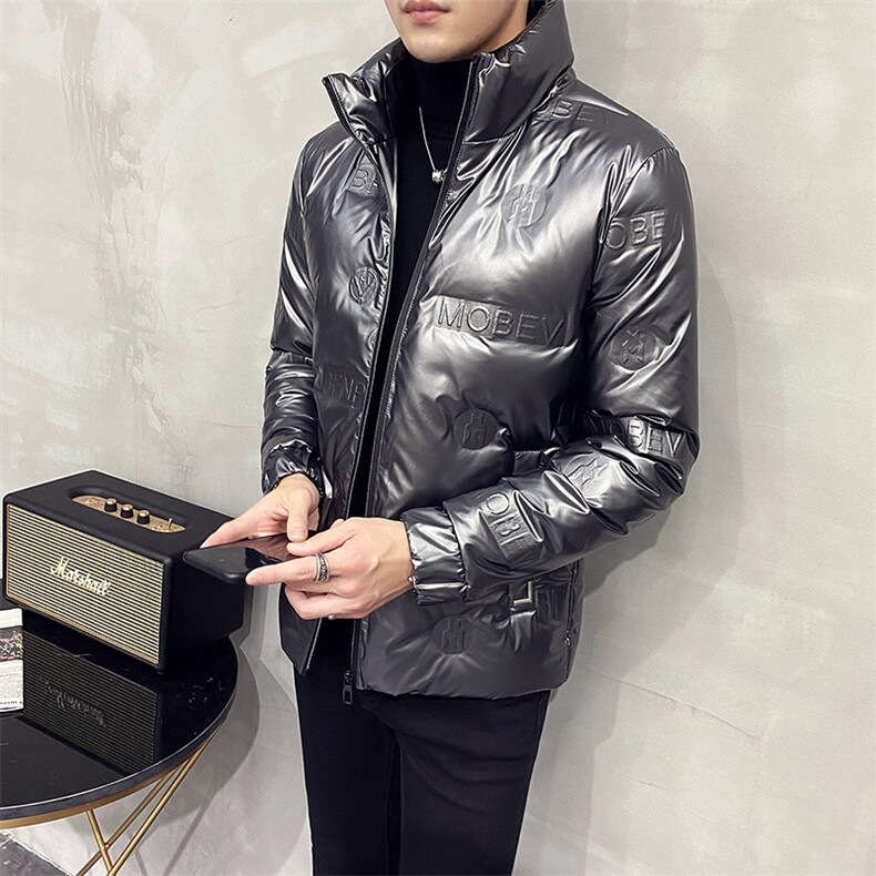90白鸭绒英伦羽绒服男短款立领亮面大码外套B001-P140-M-5XL,男装羽绒服,电商A211