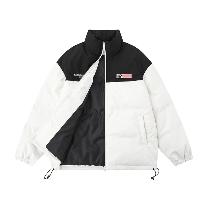 新款平铺拼色时尚字母印花保暖PU皮棉服A247-MY6405特批95控158,男装棉衣,电商A247-1