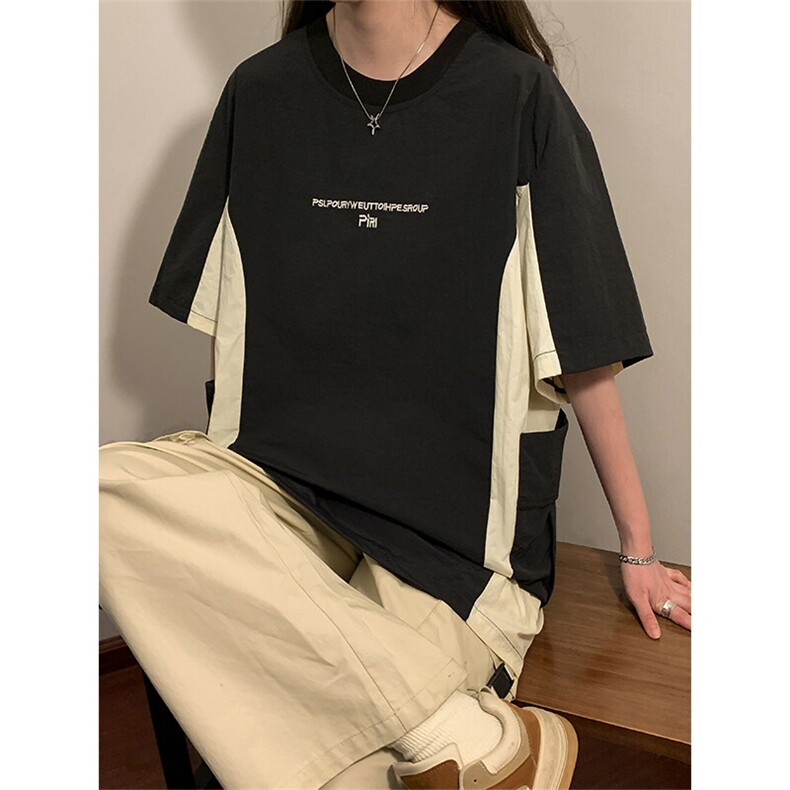 夏季新款男女同款短袖圆领拼色短袖XZ102B-1-T2553P40图片