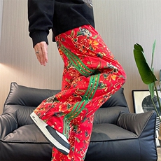 KF1条纹大花休闲裤九分哈伦运动新中式汉服表演出男女裤子团队潮，男装休闲裤，星座115A(原星座507）