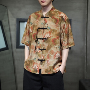 新中式提花风潮T恤短袖民族服饰盆扣汉服时尚唐装T2411-P58