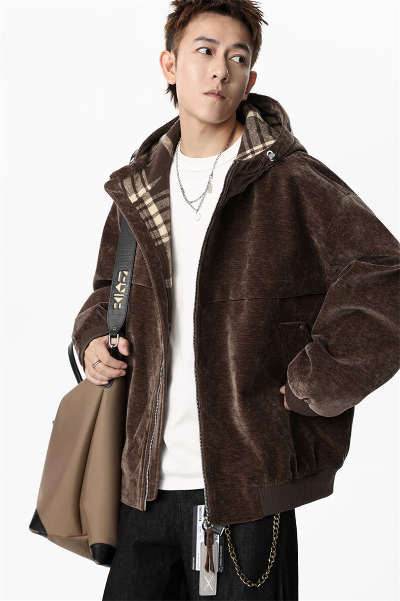 JK2653-P98M-8XL秋季新款美式复古连帽雪尼尔夹克外套控178,男装夹克,星座109