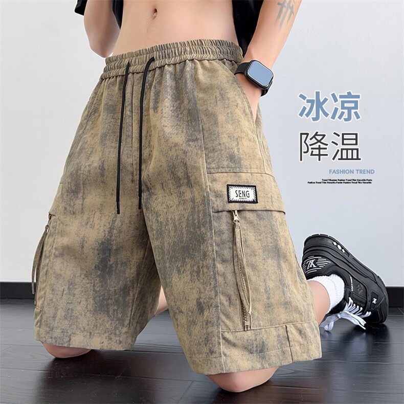 夏季扎染印花脏脏大码工装短裤男五分中裤休闲裤217-2-K198-特P35，男装牛仔裤，星座217-2