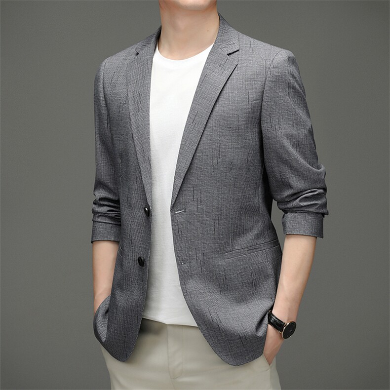 平驳领西服男春秋季新款薄款小西装中年男士商务休闲精致外套，男装西服，电商B212（原钱塘6029）