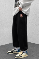 K13237-P35加绒-P45可束脚加厚加绒运动裤男大码宽松直筒卫裤男，男装休闲裤，电商A040