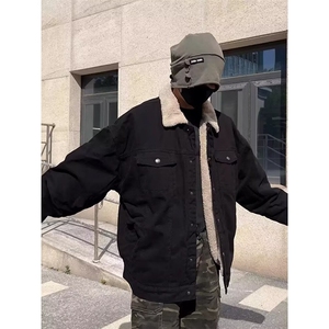现货加绒牛仔棉服男冬季棉衣外套羊羔绒翻领夹克毛领MY1089-P110图片