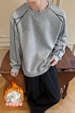420g重磅华棉铆钉保暖银狐绒宽松长袖卫衣男W5413J加绒-特P40控78，男装棉衣，电商A001