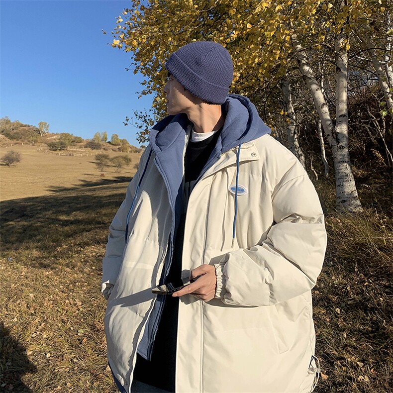 冬季假两件服男外套2023新款韩版百搭宽松连帽衣W6032-P92,男装棉衣,星座512-3
